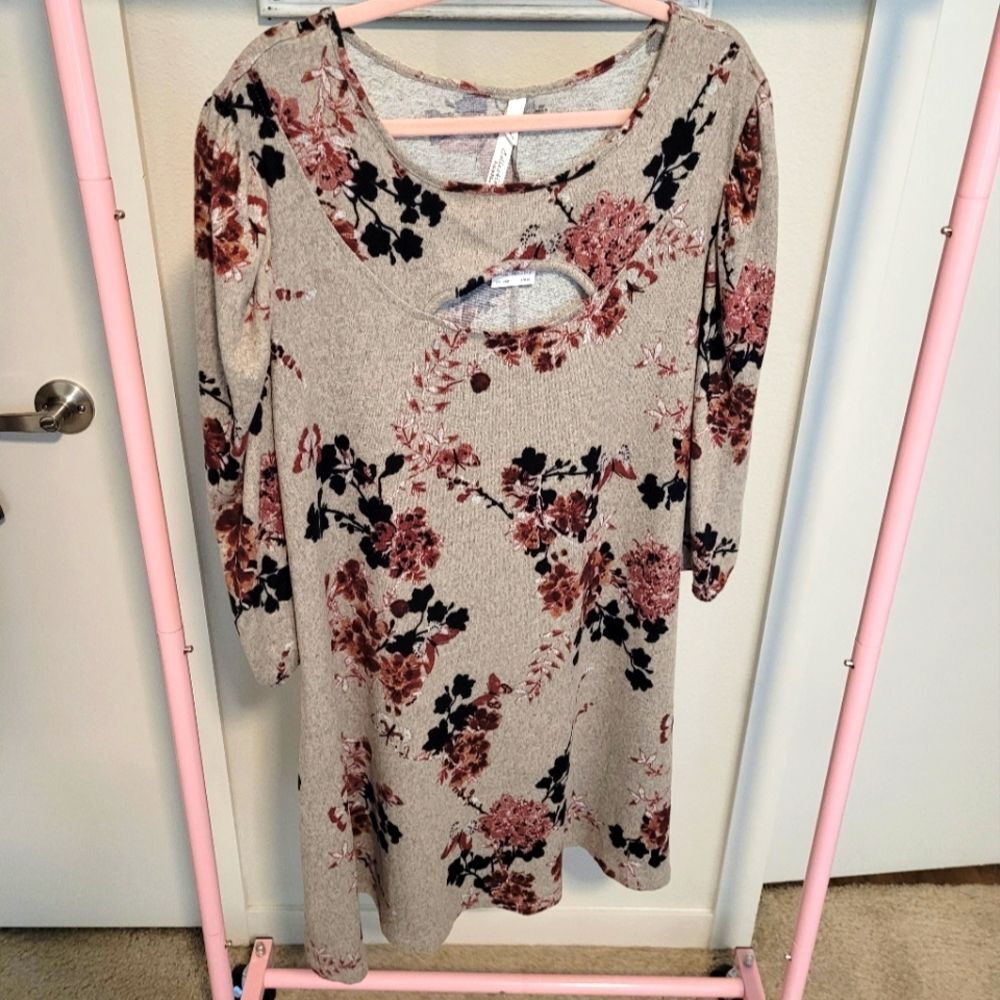 NY Collection Petite Plus Size Knit Floral Cozy Dress Size 2XP